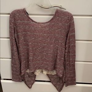 Flowy long sleeve, maroon with lace